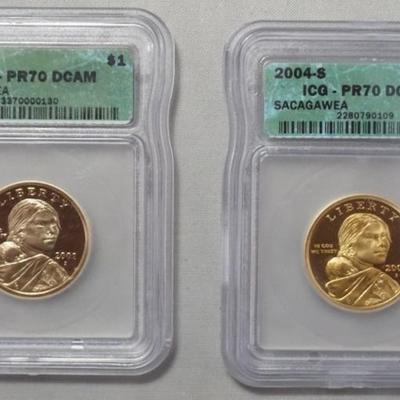 1146	2 SACAGAWEA DOLLAR COINS S MINT 2002 & 2004
