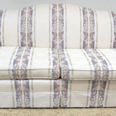 1222	BERNHARDT UPHOLSTERED SOFA, SOME STAINING ON CUSHIONS, APPROXIMATELY 81 IN X 32 IN X 34 IN H
