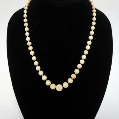 1114	14K CLASP GLASS BEAD NECKLACE, APPROXIMATELY 19 IN L
