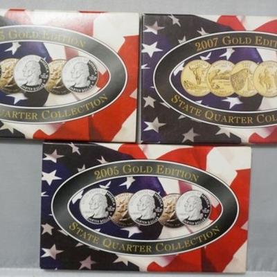 1162	3 SETS - GOLD EDITION STATE QUARTER COLLECTION 2003, 2005, 200

