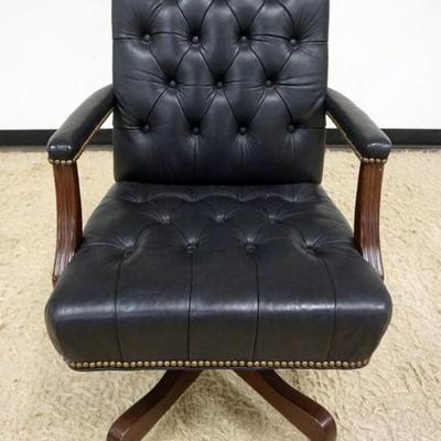 1220	ETHAN ALLEN LEATHER TUFTED BACK OFFICE CHAIR WITH BRASS TACK ACCENTS, APPROXIMATELY 24 IN X 25 IN X 38 IN H
