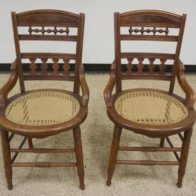 1236	PAIR OF WALNUT VICTORIAN CANE SEAT CHAIRS
