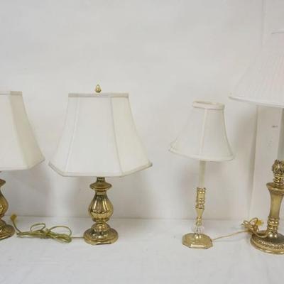 1204	GROUP OF BRASS TABLE LAMPS, TALLEST APPROXIMATELY 32 IN HIGH
