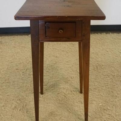 1238	BENCH MADE PRIMITIVE STYLE 1 DRAWER SPLAY LEG STAND, APPROXIMATELY 15 IN SQ X 28 IN H
