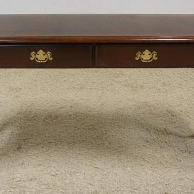 1219	2 DRAWER SOFA TABLE WITH CABRIOLE LEGS, SOME SUN FADING TO TOP FINISH, APPROXIMATELY 54 IN X 17 IN X29 IN H
