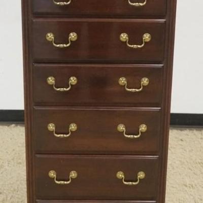 1211	ETHAN ALLEN NARROW LINGERIE 7 DRAWER CHEST WITH REEDED COLUMNS AND BRACKET FEET, APPROXIMATELY 22 IN X 15 IN X 52 IN H
