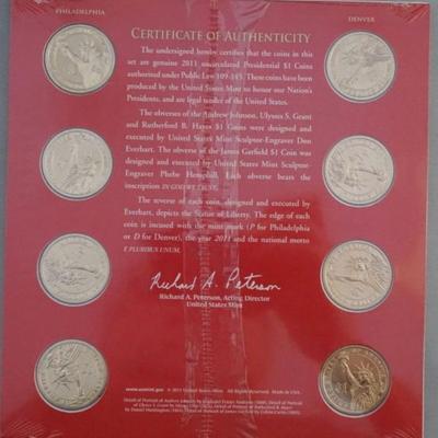 1159	2011 P & D PRESIDENTIAL COIN SET  8-DOLLARS UNCIRCULATED SEALED
