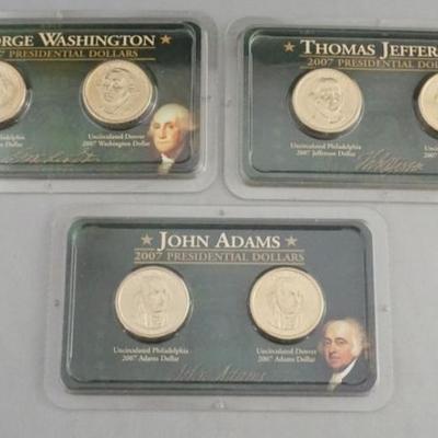 1138	3 SETS OF ONE DOLLAR US PHILADELPHIA AND DENVER UNCIRCULATED PRESIDENTIAL COINS 2007
