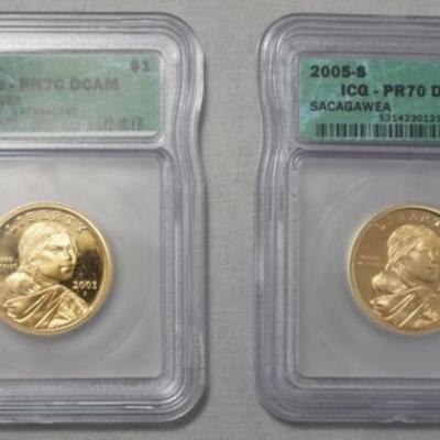 1145	2 SACAGAWEA DOLLAR COINS S MINT 2002 & 2005

