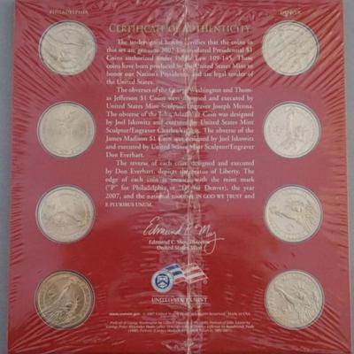 1158	2007 P & D PRESIDENTIAL COIN SET  8-DOLLARS UNCIRCULATED SEALED
