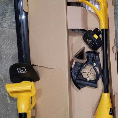 Tornado Cordless Hedge Trimmer & NEW Tornado Cordless String Trimmer w/2 Batteries & Charger 