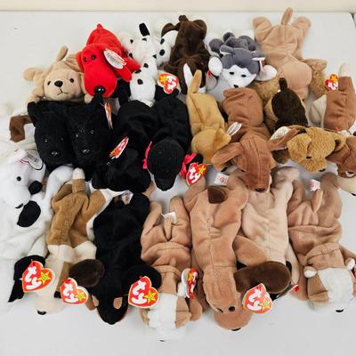 Lot of 22 TY Beanie Babies Plush Dogs Collection - Vintage Stuffed Animals