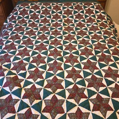 Handmade Star Pattern Patchwork Quilt – Traditional Quilted Bedspread - Full Size
