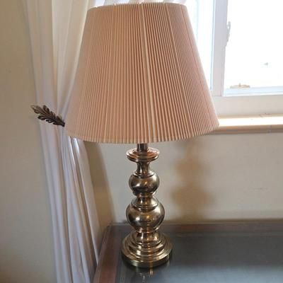 Vintage Stiffel Brass Table Lamp with Pleated Beige Lampshade - Elegant Home Decor Lighting