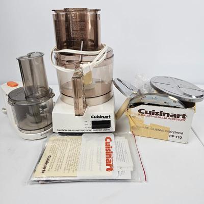 Vintage Cuisinart DLC-1 Food Processor with FP-110 Julienne Disc & Black & Decker Handy Shortcut