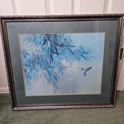 David Lee Signed & Dated Art Print "Hummingbird" - Matted & Framed