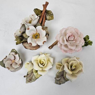 Golden Crown E&R Capodimonte Porcelain Flower Collection - Vintage Floral Decor Lot