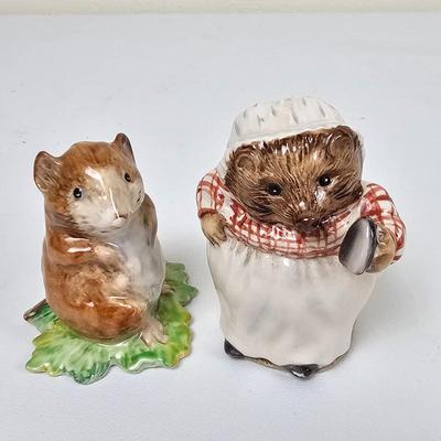  Vintage Beswick Beatrix Potter Mrs. Tiggy-Winkle and Timmy Willie Porcelain Figurines