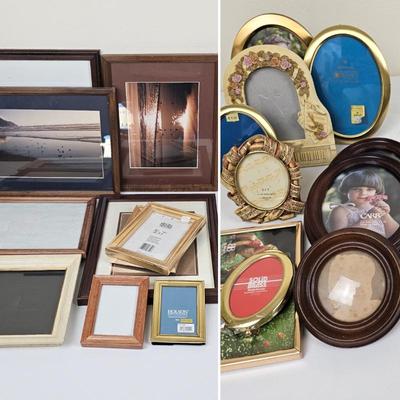 Assorted Holson Elite Collection Brass & Wood Photo Frames Lot, Various Sizes 3x5 to 11x14