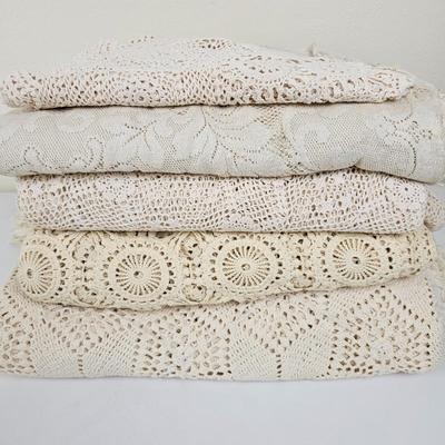 Vintage Crochet Lace Set - Handcrafted Cotton Doilies and Covers - Great for Crafting