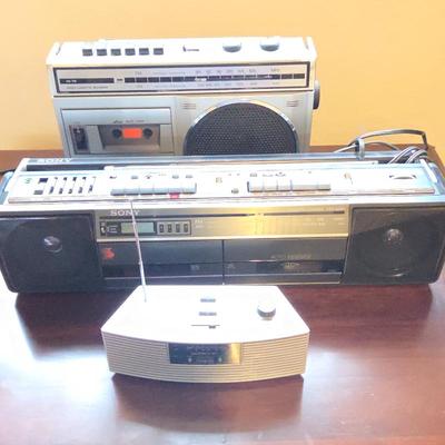 Vintage Ultronic Alarm Clock Radio Sony and Sears Boombox Cassette Radios Lot 