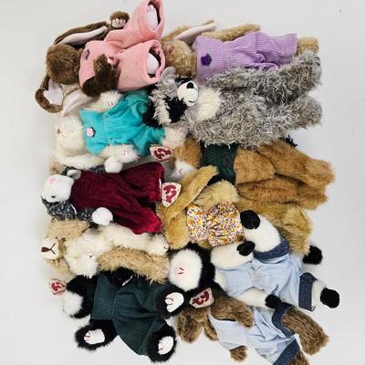 Lot of 11 TY Attic Treasures Plush Animals in Adorable Corduroy Outfits - Collectible Soft Toys