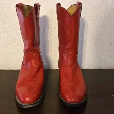 Justin Women's Classic Roper Boots in Red Leather Size 7.5