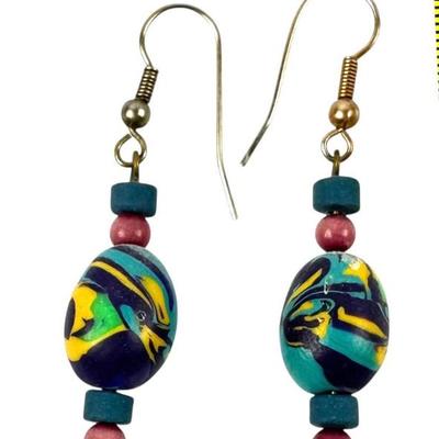 Multicolor Bead Dangle Earrings