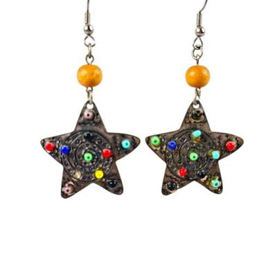 Silver Star Bead Earrings