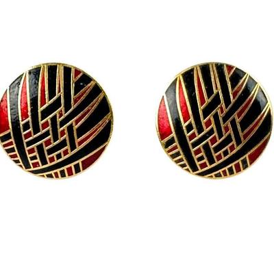 Enamel Lattice Vintage Earrings
