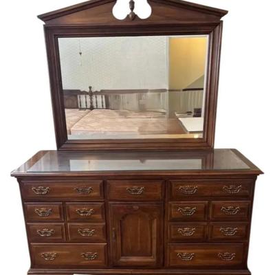 Large oak dresser with mirror