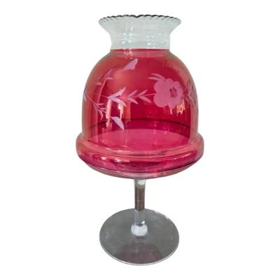 Anchor Hocking Wexford Glass Salad Bowl and Cranberry Red Glassware 