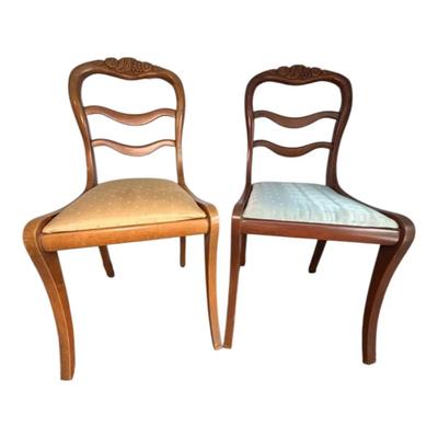 Pair of Vintage Carved Wood Dining Chairs
