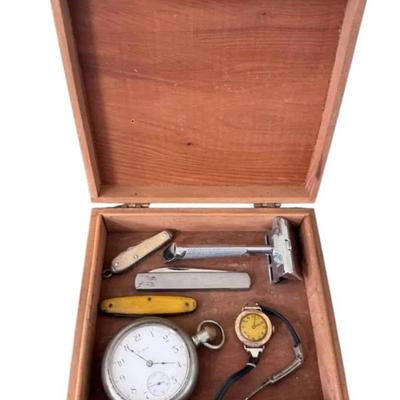 Antique Elgin 7-Jewel Pocket Watch and Vintage Pocket Knives Lot 