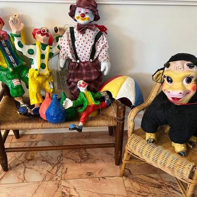 Vintage Clown Figures & Elsie The Cow Character – Large Decorative Figurines