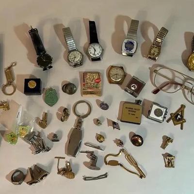 Vintage Men’s Accessory Collection – Watches, Cufflinks, Medals, Pins & More
