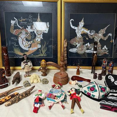 Thai Silk Framed Art & World Decor – Wooden Carved Tribal Decor & Textiles