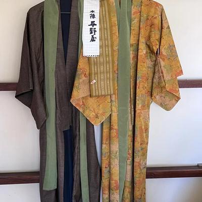 Vintage Kimono & Obi Set – Traditional Japanese Robes
