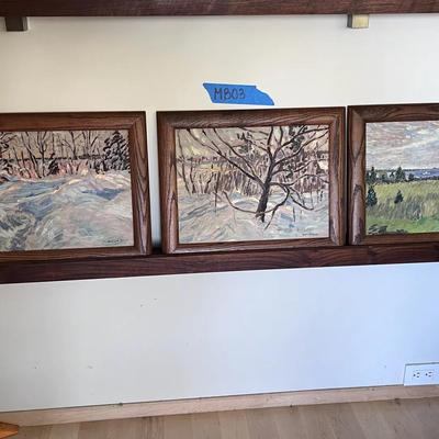 Set of Three Framed Landscape Paintings – Signed Impressionist Scenes