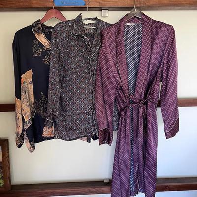 Vintage Silk Robe & Blouse Lot – Patterned Lounge and Boho Styles