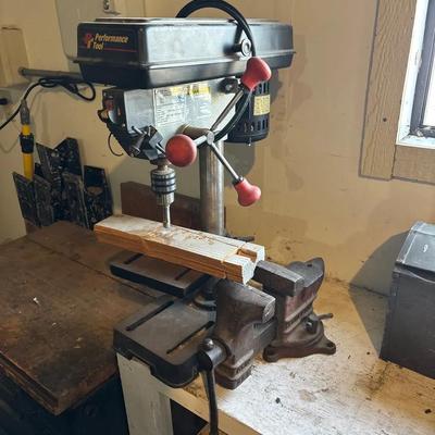 Performance Tool 5-Speed Benchtop Drill Press & Vintage Columbian C43-1/2 Bench Vise