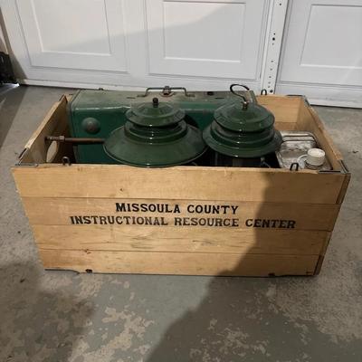 Vintage Camping Box: Coleman Lamps & Gas Stove