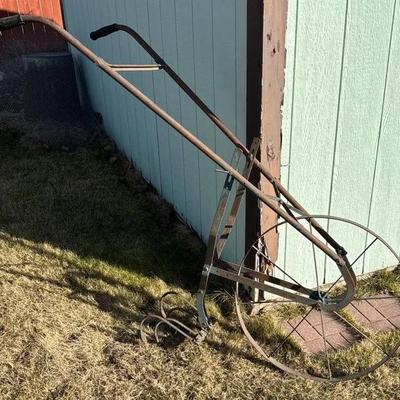 Antique High-Wheel Push Plow
