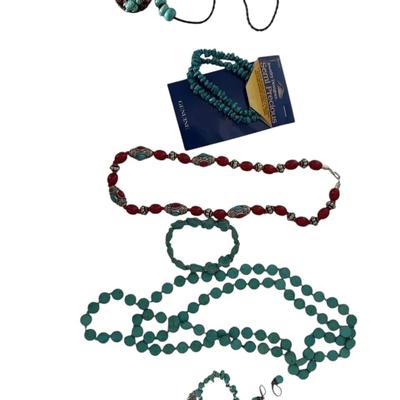 Turquoise And Red Stone Jewelry