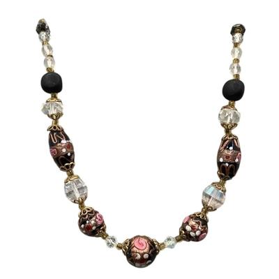 Venetian Murano Style Glass "Wedding Cake" Beaded Necklace 