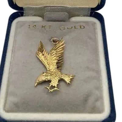 14K Gold Eagle Pendant 