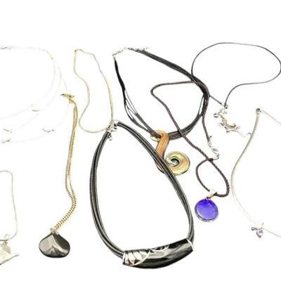 Nine Vintage Costume Necklaces 