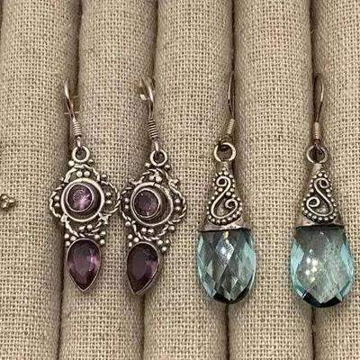 Four Pairs Of Sterling Silver Earrings 