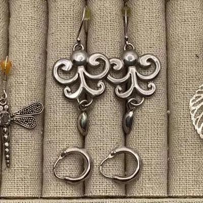 Four Pairs Of Sterling Silver Earrings 