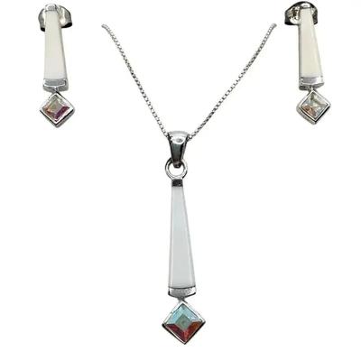Jezlaine White Agate And Sterling Silver Necklace And Earrings 